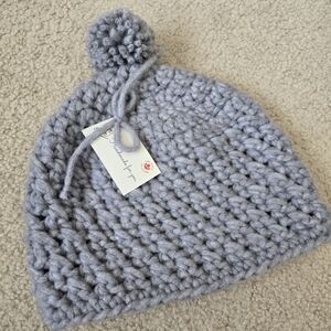 HANDMADE OOAK Pom-Pom Hat Toque Beanie  - Light Gray